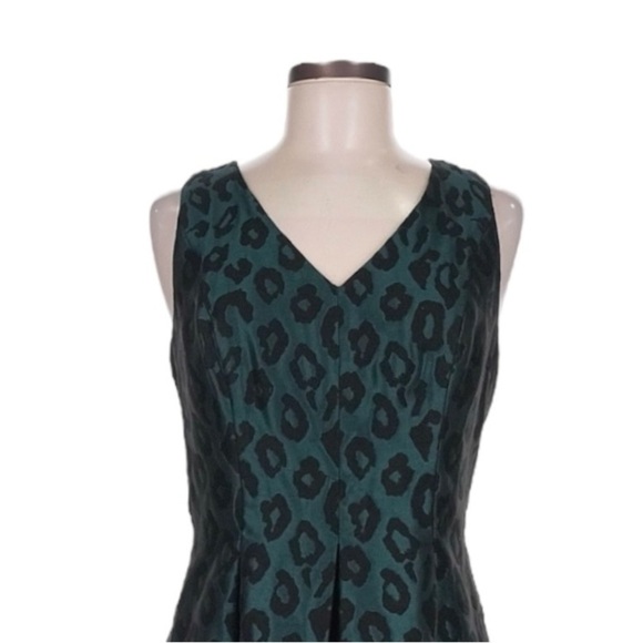 Ann Taylor LOFT Teal Leopard Print Fit & Flare Sleeveless Sheath Dress Size 2 - Picture 4 of 9